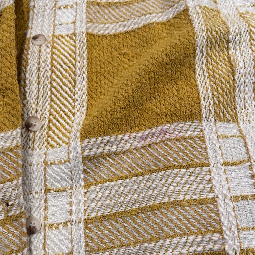 white birch Mustard and Cream Plaid Varsity Jacket - Picture 5 of 5